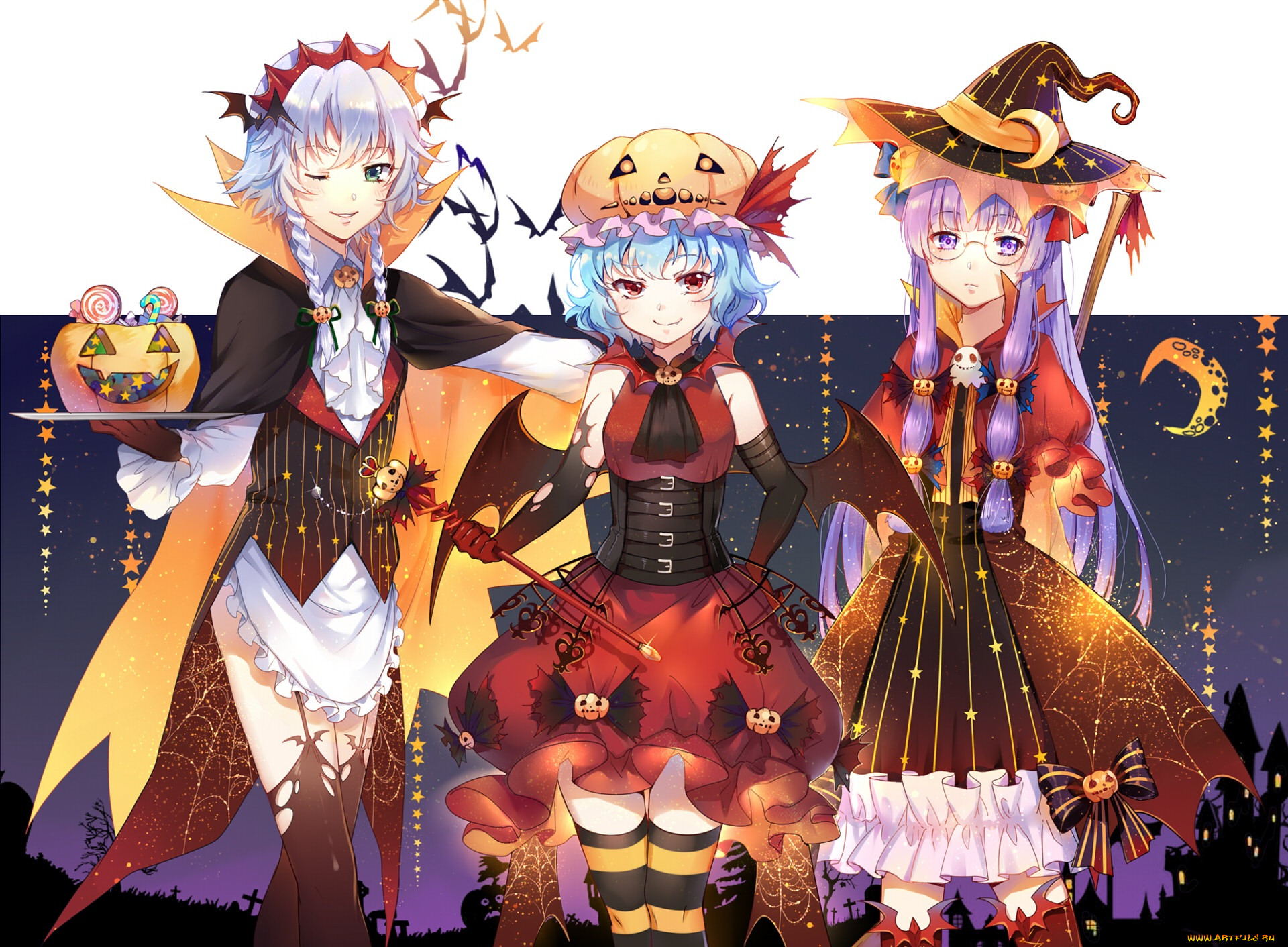 , touhou, remilia, scarlet, patchouli, knowledge, izayoi, sakuya